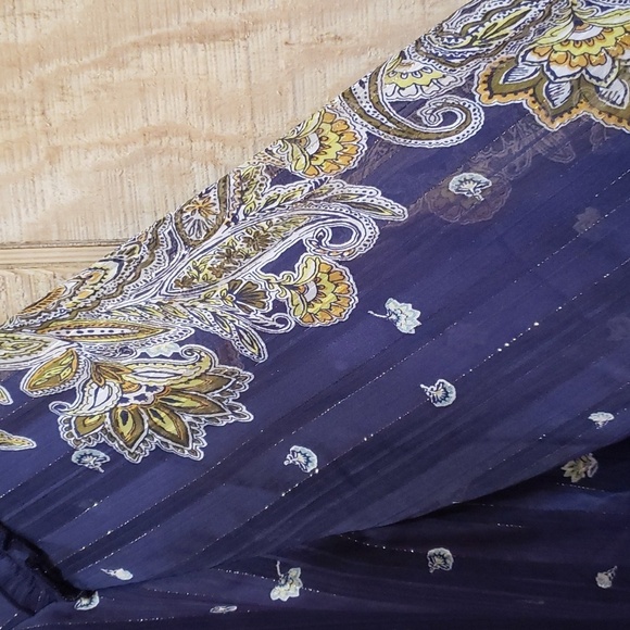 Fig & Flower Estilo Blue Floral Print Long Sleeve Peasant Blouse Size XL - Picture 4 of 8